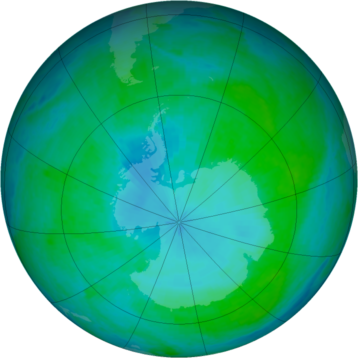 Antarctic ozone map for 27 January 2002